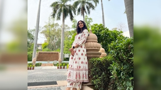 Mrunal Thakur's outfit is from the clothing house of Rustorange which is known for their contemporary Indian wear.(Instagram/@mrunalthakur)