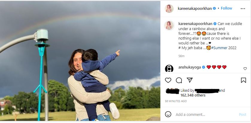 Kareena Kapoor cuddles with her 'Jeh baba' under London rainbow. See ...