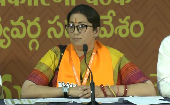 Addressing a press conference, Irani declared the chief minister, also called KCR, had insulted both an individual and an institution. (Twitter/@BJP4India) Addressing a press conference, Irani declared the chief minister, also called KCR, had insulted both an individual and an institution. (Twitter/@BJP4India)