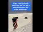 The man carried his brother, who is paralysed, as he didn't want him to miss any travel adventures. (majicallynews/Instagram)