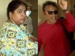 Naresh's wife Ramya Raghupathi (extreme left) attacked him and actor Pavithra Lokesh (right) on Sunday. Naresh's wife Ramya Raghupathi (extreme left) attacked him and actor Pavithra Lokesh (right) on Sunday.