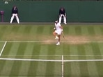 Rafael Nadal showcases his ‘footwork’ on Saturday, at Wimbledon.