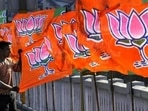 A Bharatiya Janta Party worker erecting BJP flags. (File image) A Bharatiya Janta Party worker erecting BJP flags. (File image)