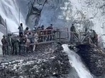 A video shared by the Indian Army showed the military taking part in the reconstruction exercise on a rocky terrain. (ANI video screengrab) A video shared by the Indian Army showed the military taking part in the reconstruction exercise on a rocky terrain. (ANI video screengrab)