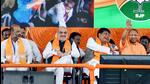 Union ministers Amit Shah and Piyush Goyal, UP CM Yogi Adityanath, Telangana BJP president Bandi Sanjay Kumar and other dignitaries during a public meeting, in Hyderabad, Sunday, July 3, 2022. (PTI Photo) Union ministers Amit Shah and Piyush Goyal, UP CM Yogi Adityanath, Telangana BJP president Bandi Sanjay Kumar and other dignitaries during a public meeting, in Hyderabad, Sunday, July 3, 2022. (PTI Photo)