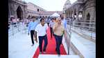 Uttar Pradesh chief secretary Durgashankar Mishra visits KV temple on Sunday. (HT photo) Uttar Pradesh chief secretary Durgashankar Mishra visits KV temple on Sunday. (HT photo)
