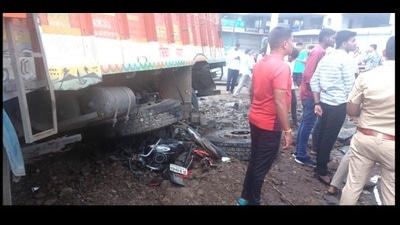 The accident spot near Lavale Phata. (HT PHOTO)