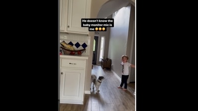 The kid hugged his mother after he assumed that his ‘robot’ told him to do so. (_dailygraham_/Instagram) The kid hugged his mother after he assumed that his ‘robot’ told him to do so. (_dailygraham_/Instagram)