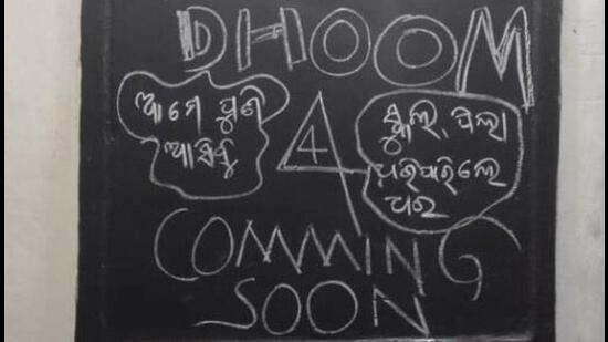 The thieves wrote ‘Dhoom 4’, ‘we will return’, ‘coming soon’ on the blackboard. (Sourced) The thieves wrote ‘Dhoom 4’, ‘we will return’, ‘coming soon’ on the blackboard. (Sourced)