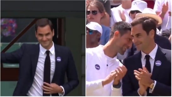Roger Federer with Novak Djokovic (Twitter/Wimbledon)
