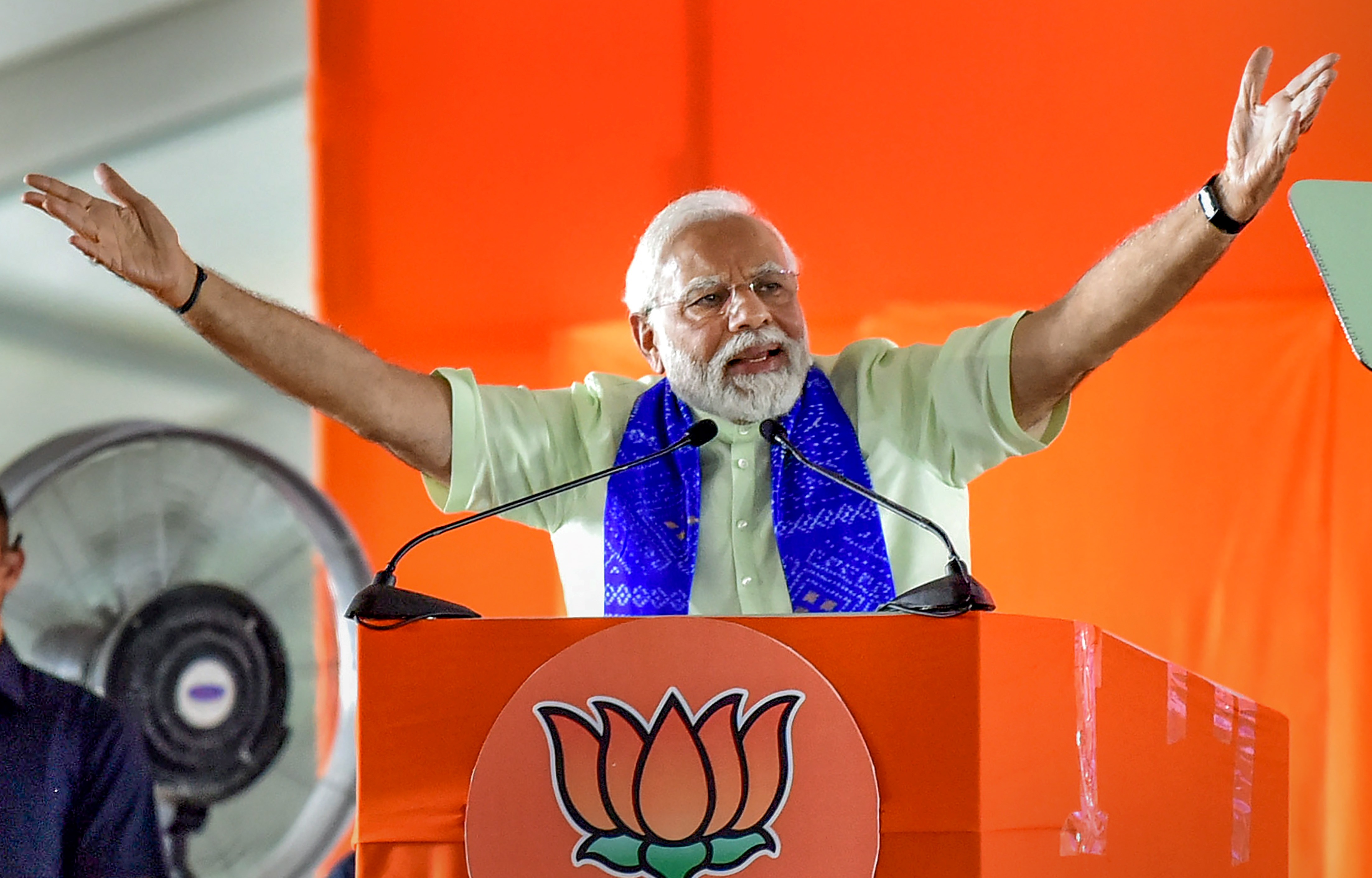 Prime Minister Narendra Modi speaks at 'Vijaya Sankalp Sabha' in Hyderabad, Sunday. (PTI)