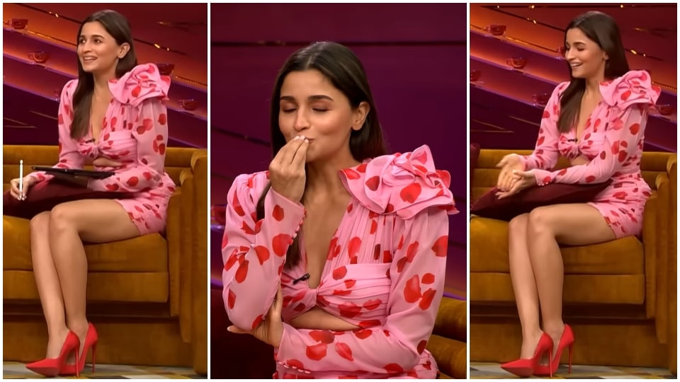 Alia Bhatt in a pink mini dress with cut-outs.&nbsp;(YouTube)