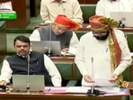 Maharashtra Chief Minister Eknath Shinde speaks during a special session of the State Legislative Assembly.