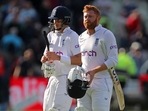 Joe Root and Jonny Bairstow walk back after the fourth day's play, (AP)