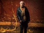 In this file photo taken on February 27, 2018 British theatre and film director, playwright and actor Peter Brook poses during a photo session at the Bouffes du Nord theatre in Paris. (Photo by Lionel BONAVENTURE / AFP)