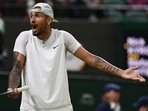 Nick Kyrgios reacts as he competes against Stefanos Tsitsipas Nick Kyrgios reacts as he competes against Stefanos Tsitsipas