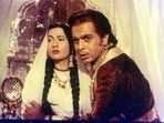 Madhubala and Dilip Kumar in a still from Mughal-E-Azam. Madhubala and Dilip Kumar in a still from Mughal-E-Azam.