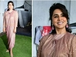 Neetu Kapoor was seen in a beige attire on the sets of Dance Deewane Juniors on Monday. She recently saw the release of her comeback film, JugJugg Jeeyo.(Varinder Chawla)