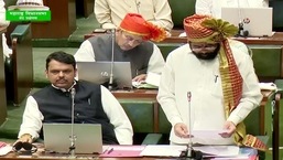 Maharashtra Chief Minister Eknath Shinde speaks during a special session of the State Legislative Assembly.