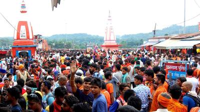 Kanwar Yatra pilgrims assemble at a temple. (File Photo)