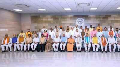 Prime Minister Narendra Modi with the Uttar Pradesh council of ministers. (FILE PHOTO) Prime Minister Narendra Modi with the Uttar Pradesh council of ministers. (FILE PHOTO)