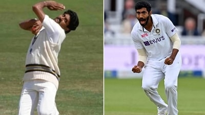 Kapil Dev (L) and Jasprit Bumrah