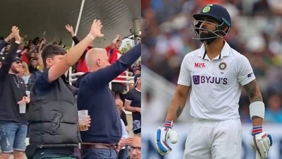 Barmy Army taunts Virat Kohli after his dismissal in the second innings Barmy Army taunts Virat Kohli after his dismissal in the second innings