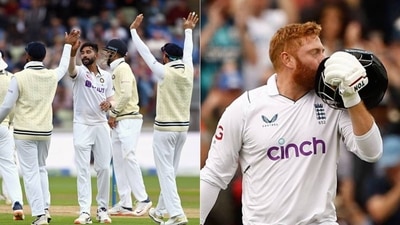Mohammed Siraj with his teammates; Jonny Bairstow Mohammed Siraj with his teammates; Jonny Bairstow