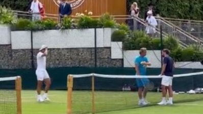 Nick Kyrgios shared a funny training video on Instagram, which also included Rafael Nadal. (Instagram/@costeenhatzi)
