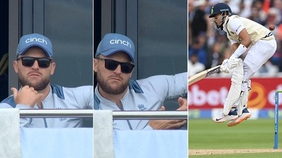 Brendon McCullum immediately asked England to pepper Shreyas Iyer with short ball. (Screengrab) Brendon McCullum immediately asked England to pepper Shreyas Iyer with short ball. (Screengrab)