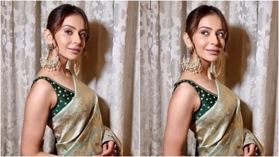 Rakul Preet Singh always cuts a fashionable figure. The Runway 34 actor knows how to keep her Instagram family engaged by sharing different looks she dons for attending soireés and red-carpet events. And if you follow her, you'll agree that when it comes to her ethnic wear wardrobe, she seems to have an outfit for every mood. One peek at her past traditional wear picks, and you will understand. Case in point: Rakul's latest photoshoot in a silk saree and sleeveless blouse. (Instagram) Rakul Preet Singh always cuts a fashionable figure. The Runway 34 actor knows how to keep her Instagram family engaged by sharing different looks she dons for attending soireés and red-carpet events. And if you follow her, you'll agree that when it comes to her ethnic wear wardrobe, she seems to have an outfit for every mood. One peek at her past traditional wear picks, and you will understand. Case in point: Rakul's latest photoshoot in a silk saree and sleeveless blouse. (Instagram)