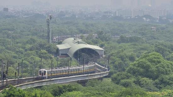 A train on the Delhi Metro’s Yellow Line. (HT File Photo)
