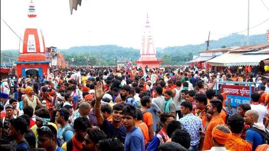 Kanwar Yatra pilgrims assemble at a temple. (File Photo)
