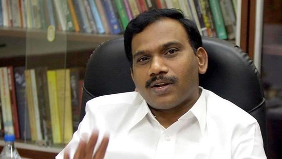 File photo of former telecom minister A Raja during an interview with Hindustan Times.