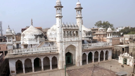 A view of the Gyanvapi Mosque, in Varanasi on Monday. (ANI) (Rajesh Kumar)