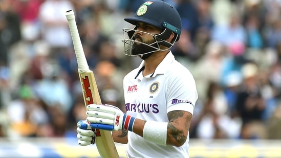 India's Virat Kohli reacts as he walks off the field(AP) India's Virat Kohli reacts as he walks off the field(AP)