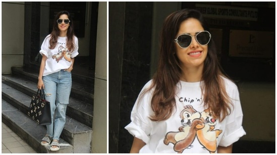 Nushrratt Bharuccha, who was recently seen in Janhit Mein Jaari, was spotted at a clinic in Mumbai on Monday. (Varinder Chawla)