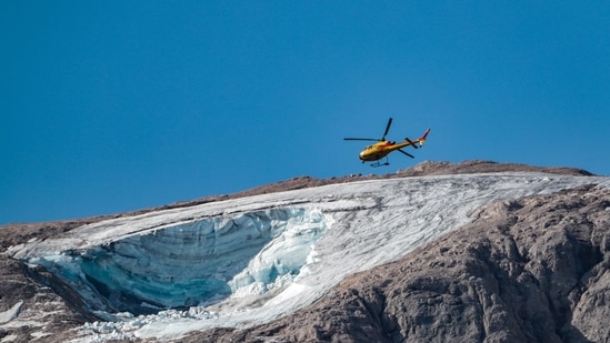 The peak was too unstable for rescuers to try to approach on foot, Comelli said, adding that recent hot weather had been a factor in the collapse.(AFP) The peak was too unstable for rescuers to try to approach on foot, Comelli said, adding that recent hot weather had been a factor in the collapse.(AFP)