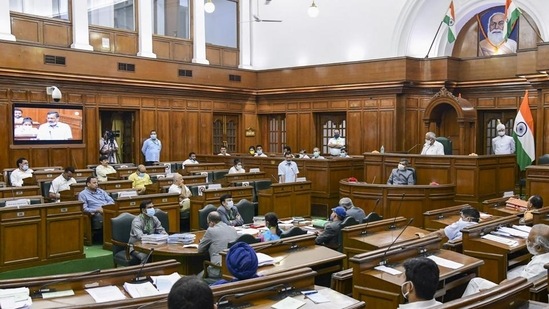 BJP walks out of Delhi assembly over ‘closure of schools’, AAP dismisses allegation(PTI)