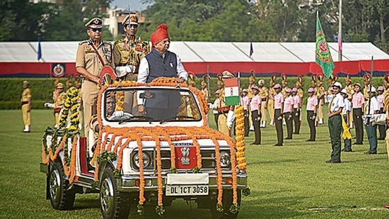 Delhi Police hold its first Commissionerate Day ceremonial parade(Hindustan Times)