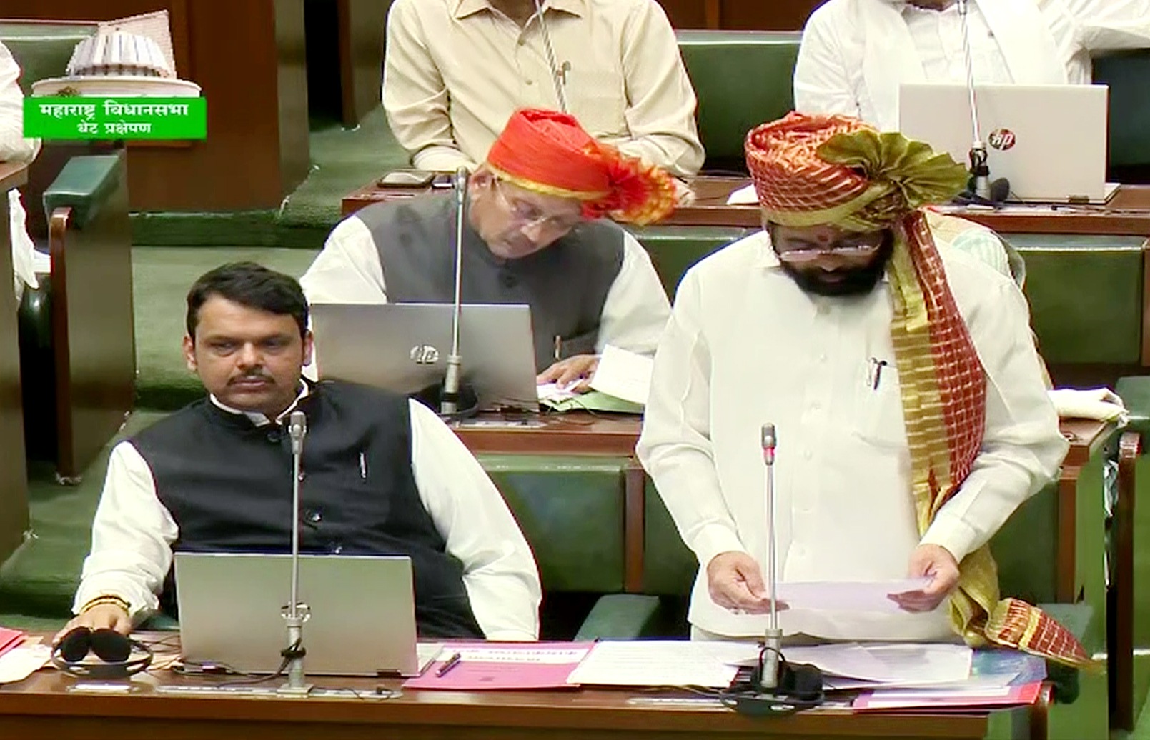Maharashtra Chief Minister Eknath Shinde speaks at the Assembly as deputy CM Devendra Fadnavis looks on. (ANI) Maharashtra Chief Minister Eknath Shinde speaks at the Assembly as deputy CM Devendra Fadnavis looks on. (ANI)