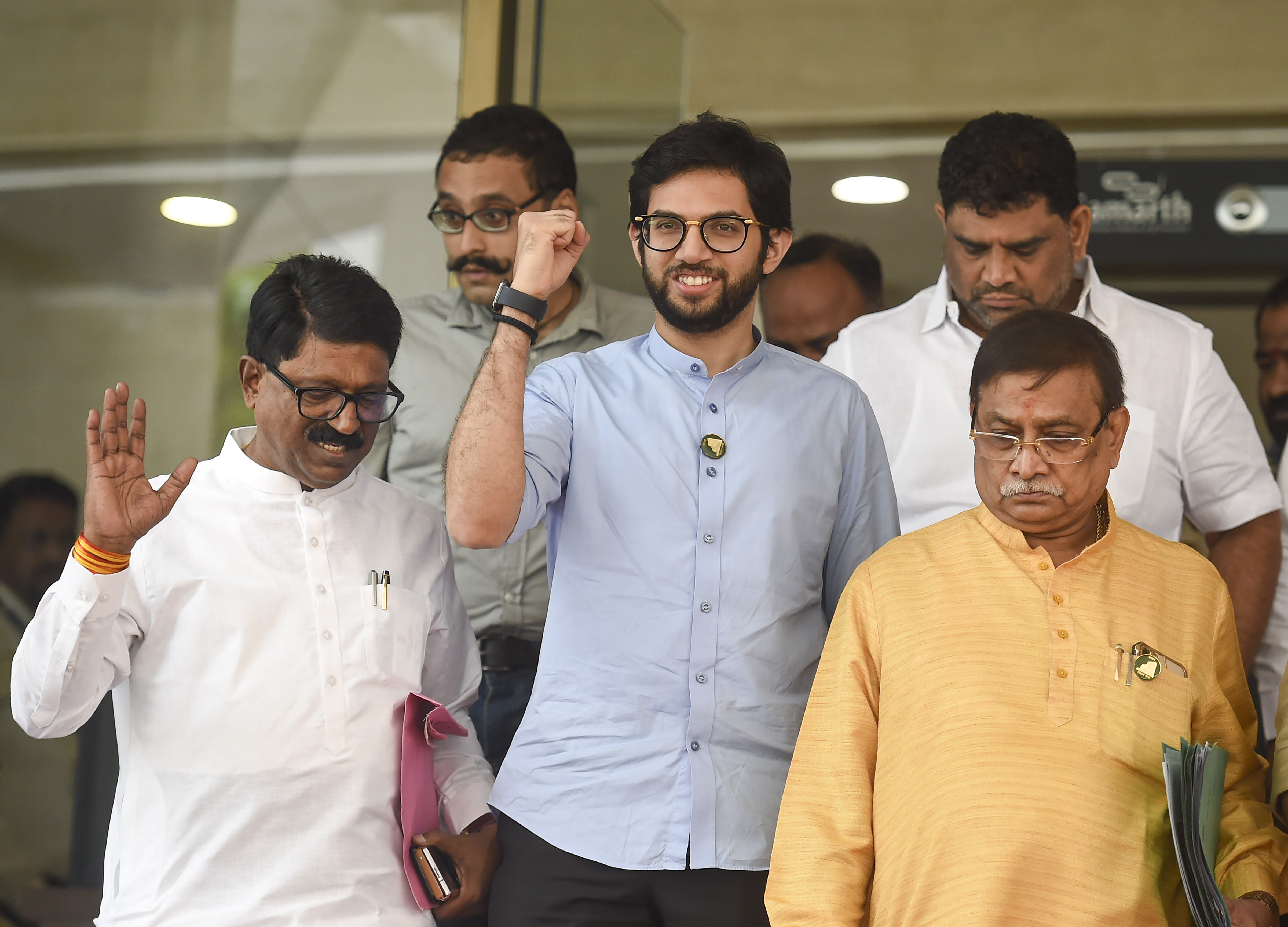 Shiv Sena leader Aaditya Thackeray leaves after attending a special session of Maharashtra assembly at Vidhan Bhavan in Mumbai on Monday. (PTI) Shiv Sena leader Aaditya Thackeray leaves after attending a special session of Maharashtra assembly at Vidhan Bhavan in Mumbai on Monday. (PTI)