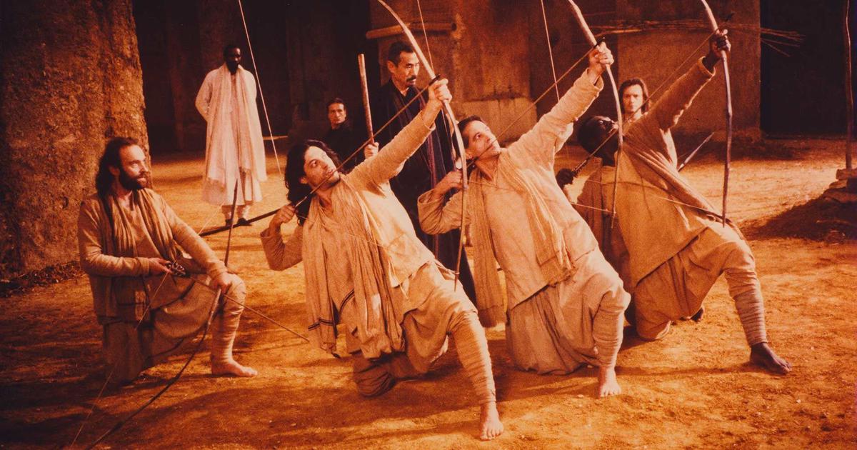 A scene from the promotional poster of The Mahabharata by Peter Brook.