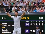 Serbia's Novak Djokovic celebrates after beating Italy's Jannik Sinner(AP) Serbia's Novak Djokovic celebrates after beating Italy's Jannik Sinner(AP)