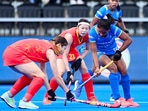 Women's Hockey World Cup 2022: Vandana Katariya in action for India against China.(Twitter/@FIH_Hockey)