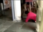 The man had been called by the police over a domestic violence complaint when he lost his temper and began delivering blows to the cop.(ANI videograb) The man had been called by the police over a domestic violence complaint when he lost his temper and began delivering blows to the cop.(ANI videograb)