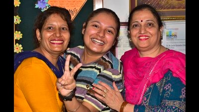 Anchal Jindal , who topped Ludhiana district in the PSEB Class 10 exams celebrating her achievement on Tuesday. (Gurpreet SIngh/HT) Anchal Jindal , who topped Ludhiana district in the PSEB Class 10 exams celebrating her achievement on Tuesday. (Gurpreet SIngh/HT)