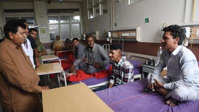 Haryana Vidhan Sabha speaker Gian Chand Gupta interacting with patients at the civil hospital in Sector 6, Panchkula. (Sant Arora /HT) Haryana Vidhan Sabha speaker Gian Chand Gupta interacting with patients at the civil hospital in Sector 6, Panchkula. (Sant Arora /HT)