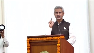 S Jaishankar speaking at the event on Tuesday. (ANI) S Jaishankar speaking at the event on Tuesday. (ANI)