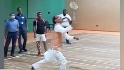 Screengrab from video shred by the Madhya Pradesh chief minister on Twitter. Screengrab from video shred by the Madhya Pradesh chief minister on Twitter.
